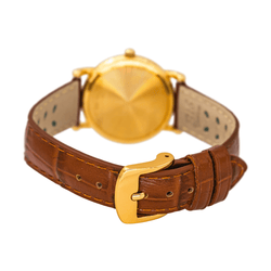 Montre LONGINES en or jaune, cuir et quartz - Castafiore