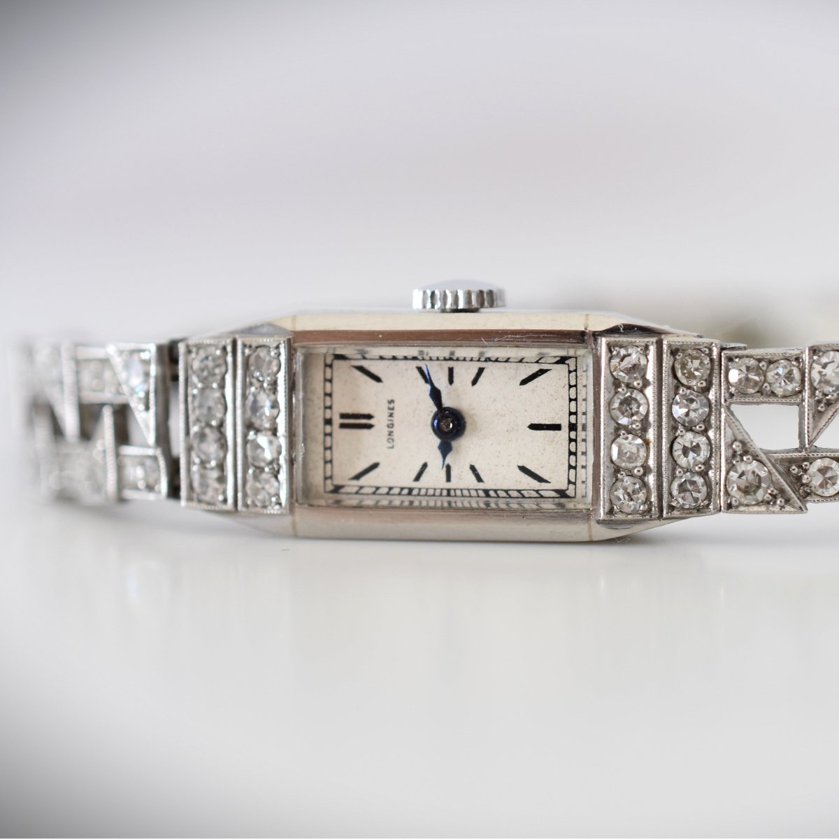 Montre LONGINES en platine, acier et diamants - Castafiore
