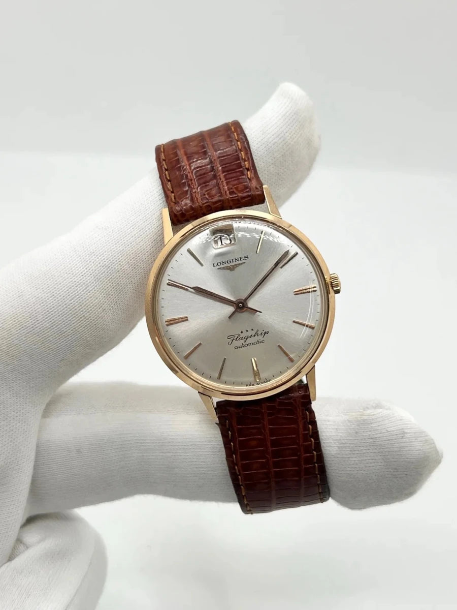 Montre LONGINES "Flagship" en or rose, acier et cuir - Castafiore