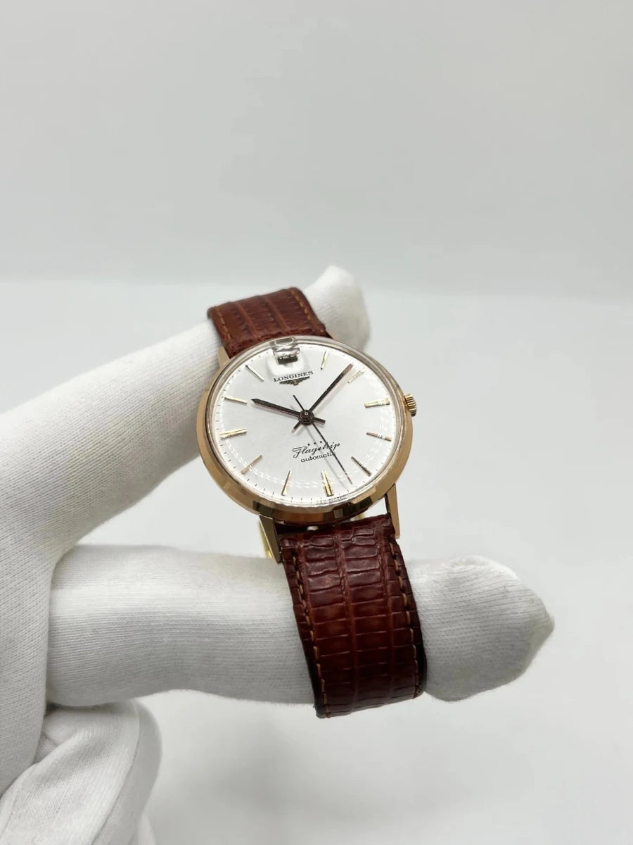 Montre LONGINES "Flagship" en or rose, acier et cuir - Castafiore