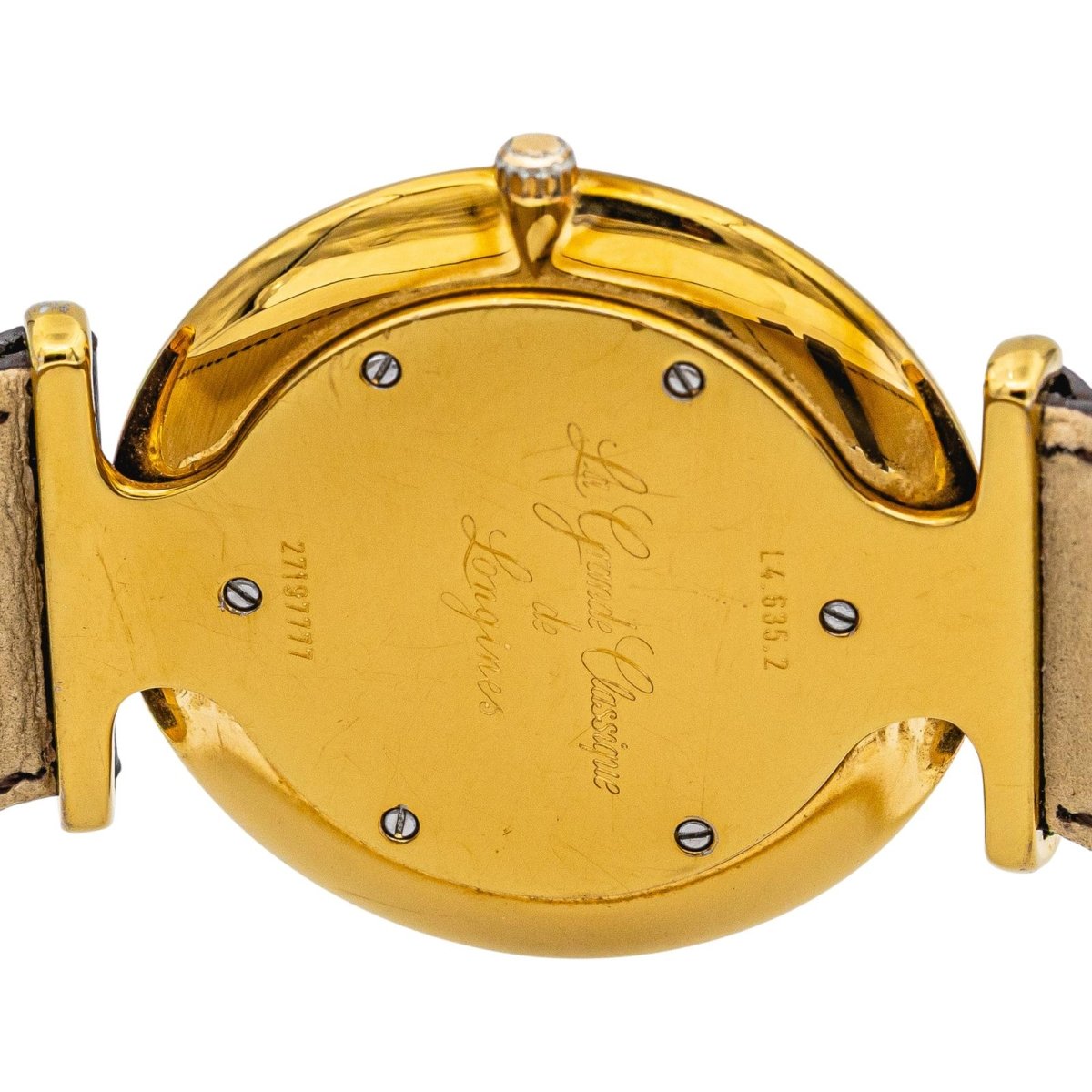 Montre LONGINES "La Grande Classique" en plaqué or, cuir et quartz - Castafiore