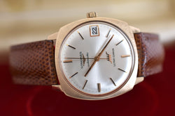 Montre LONGINES "Ultra Chron" en or jaune, argent et cuir - Castafiore