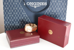 Montre LONGINES "Ultra Chron" en or jaune, argent et cuir - Castafiore