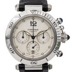 Montre Mécanique CARTIER "Pasha 2113" en acier et cuir - Castafiore