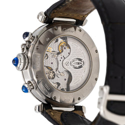 Montre Mécanique CARTIER "Pasha 2113" en acier et cuir - Castafiore
