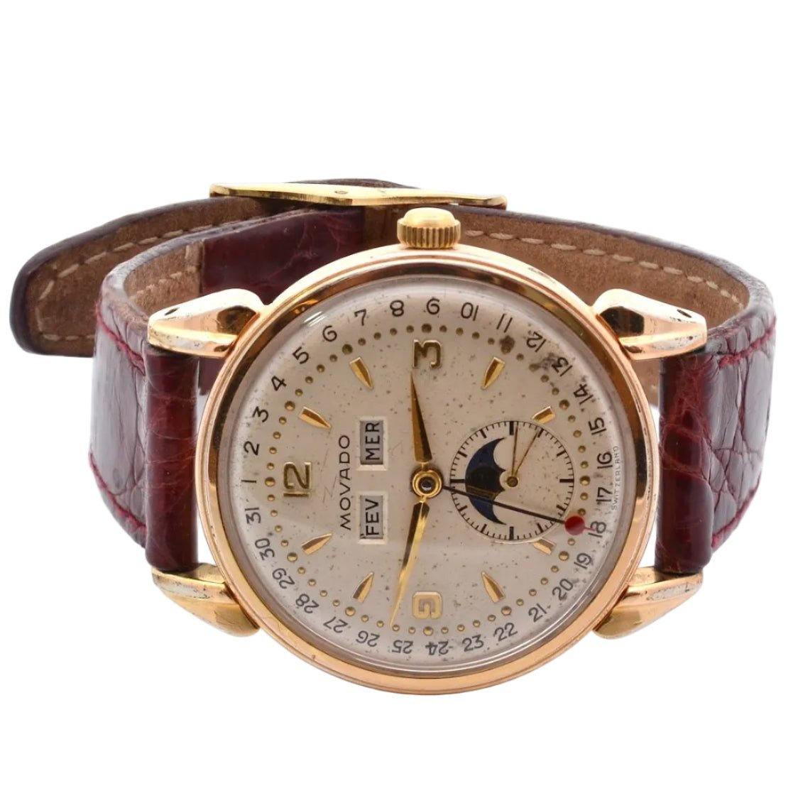 Montre MOVADO "Moonphase" en cuir - Castafiore