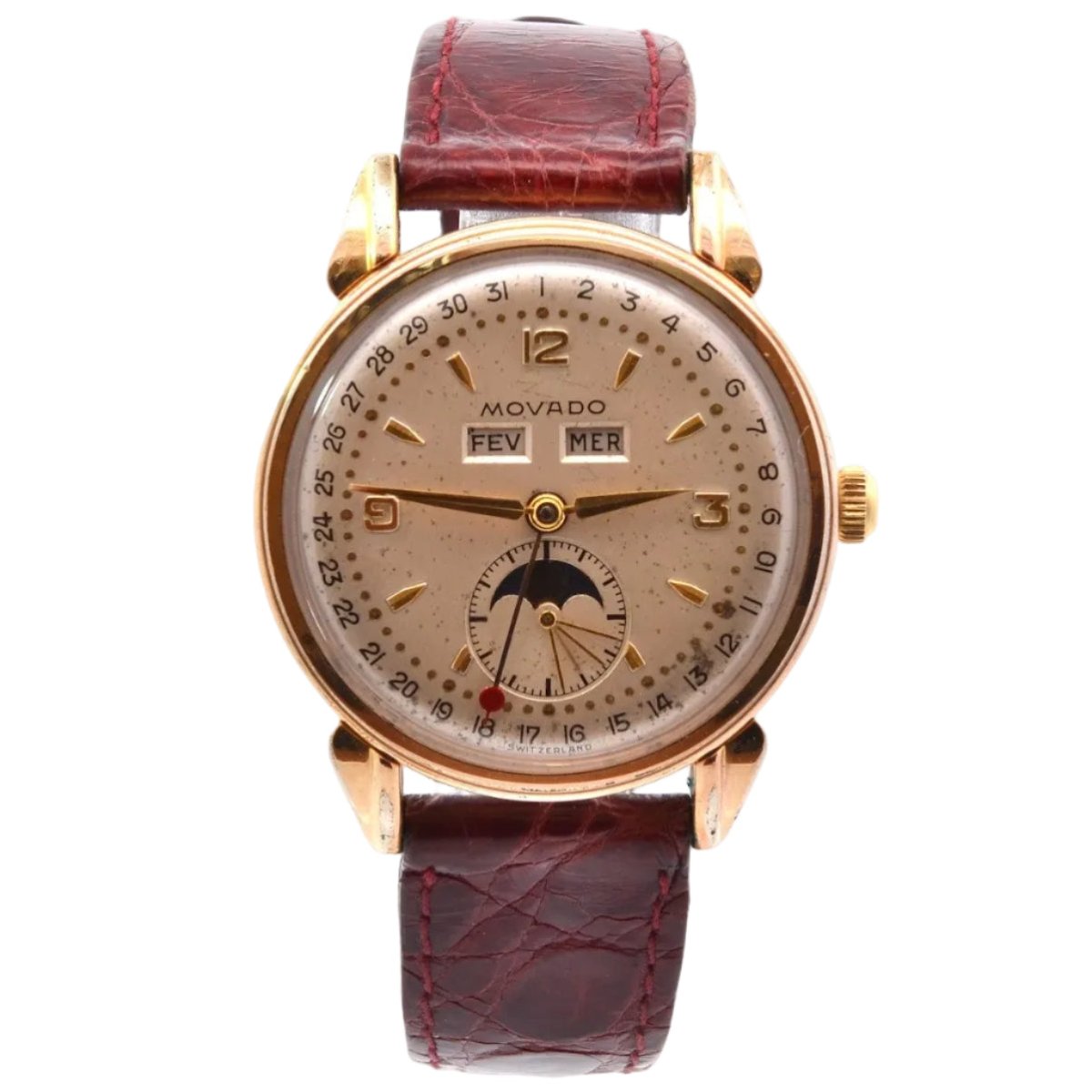 Montre MOVADO "Moonphase" en cuir - Castafiore