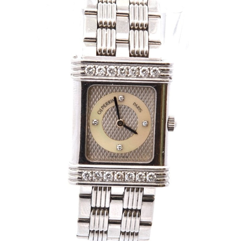 Montre Oj Perrin acier et diamants - Castafiore