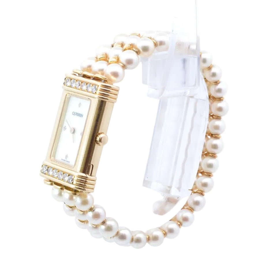 Montre O.J. PERRIN en or jaune, perles et diamants - Castafiore