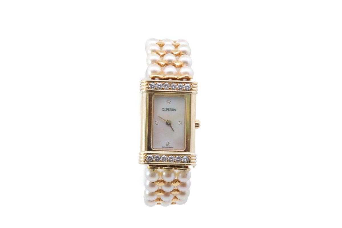 Montre OJ Perrin en or jaune, perles et diamants - Castafiore