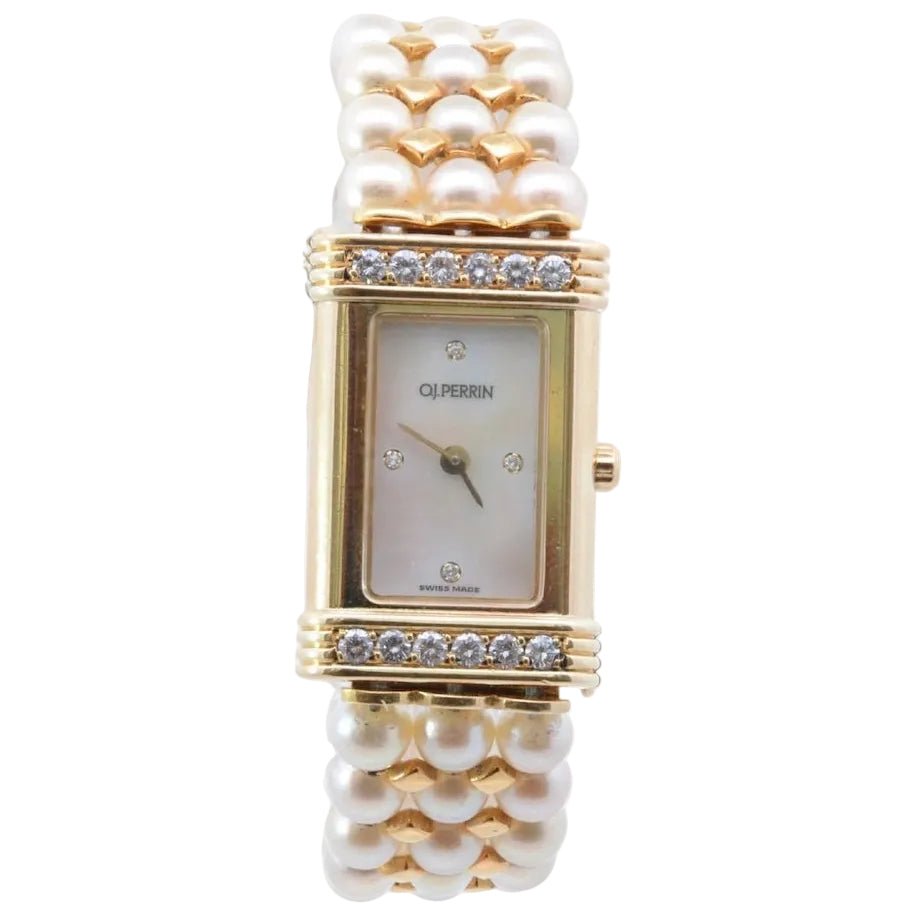Montre O.J. PERRIN en or jaune, perles et diamants - Castafiore