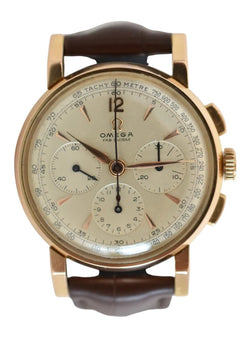 Montre OMEGA "Calibre 321 Tri - Compax" en or rose et cuir - Castafiore