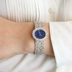 Montre OMEGA "Constellation" en or blanc, lapis - lazuli et diamants - Castafiore