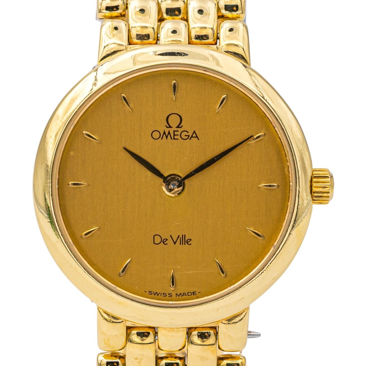 Montre OMÉGA "DeVille" en or jaune, saphir et quartz - Castafiore