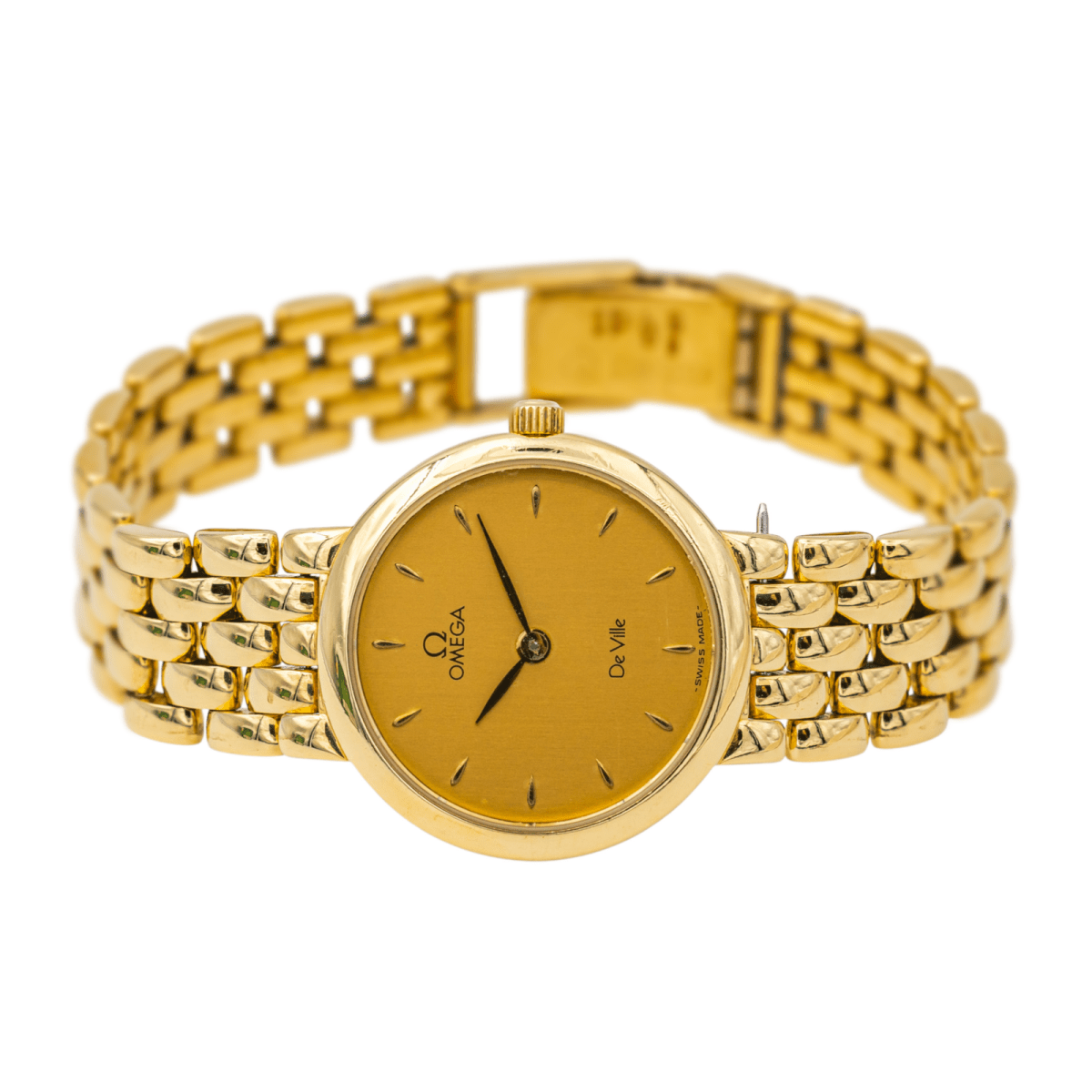 Montre OMÉGA "DeVille" en or jaune, saphir et quartz - Castafiore
