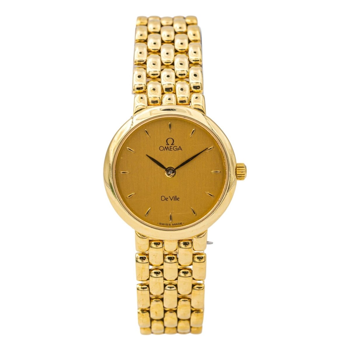 Montre OMÉGA "DeVille" en or jaune, saphir et quartz - Castafiore