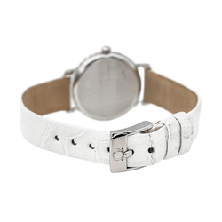 Montre OMEGA en or blanc, acier, cuir et diamant - Castafiore