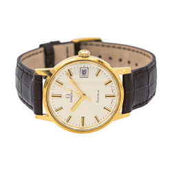 Montre OMEGA "Genève" en acier, cuir et plaqué or - Castafiore