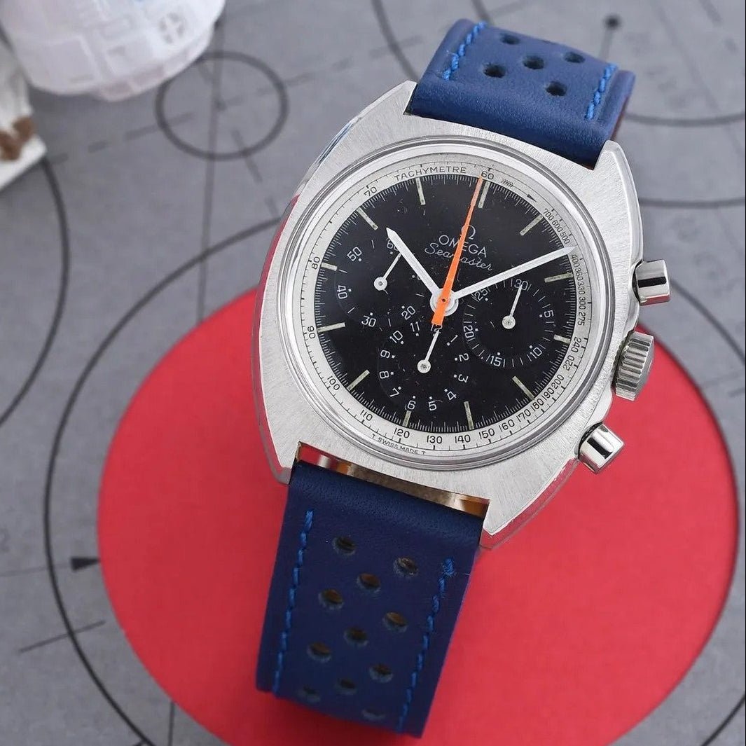 Montre OMEGA "Seamaster" en acier et cuir - Castafiore