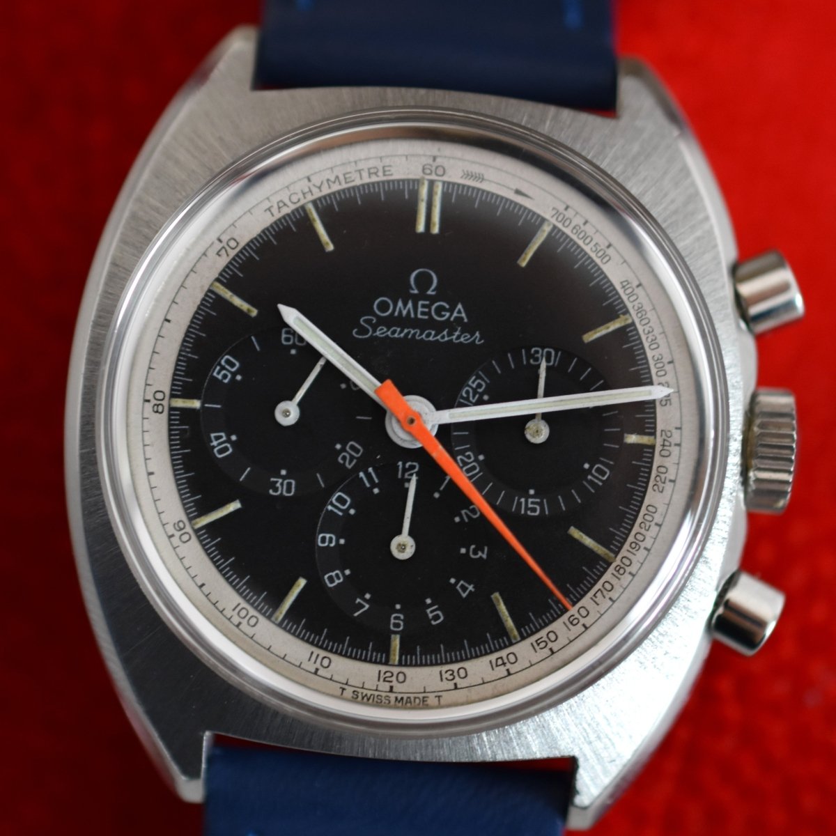 Montre OMEGA "Seamaster" en acier et cuir - Castafiore