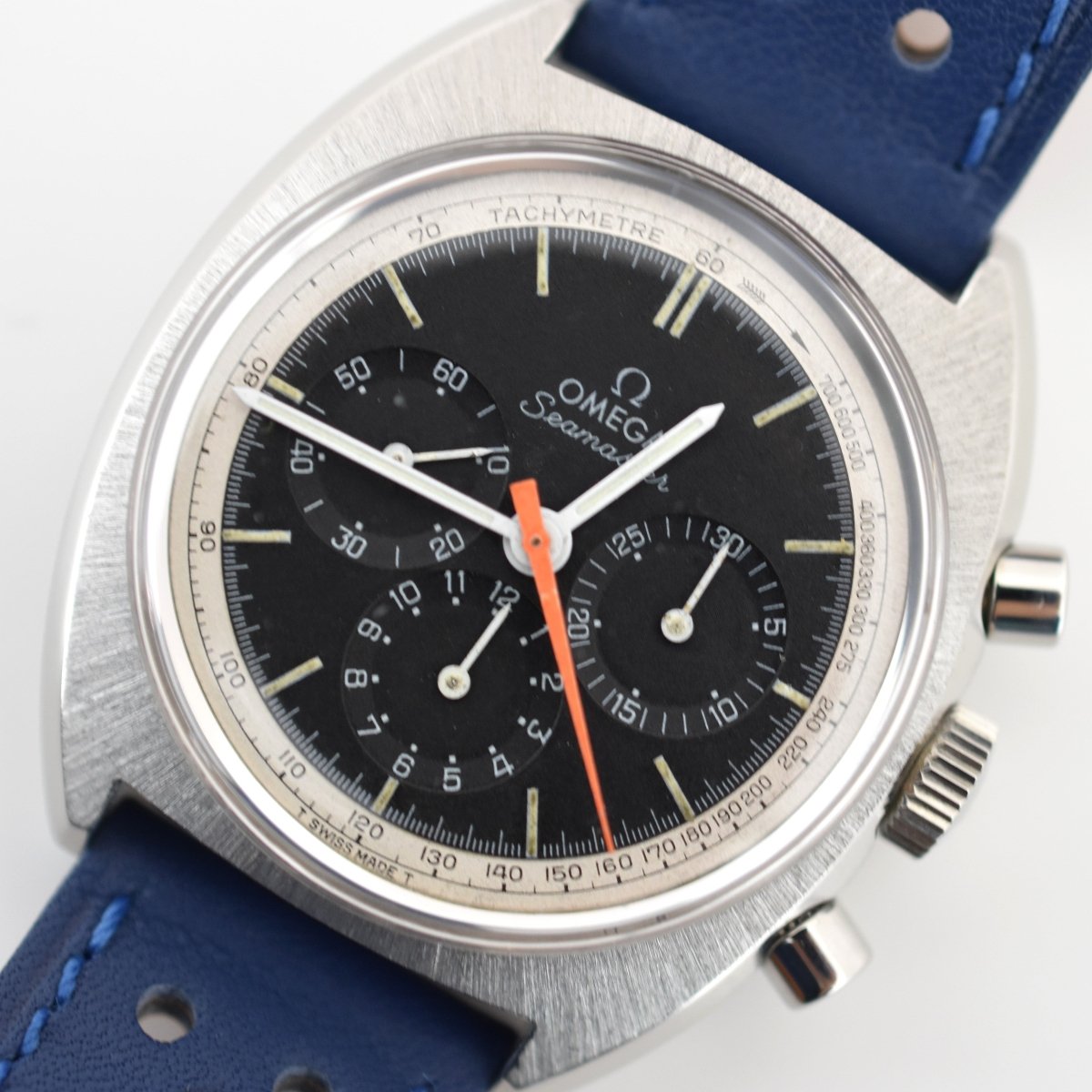 Montre OMEGA "Seamaster" en acier et cuir - Castafiore