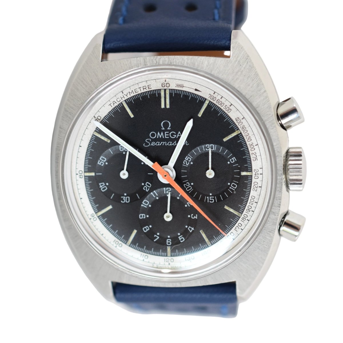 Montre OMEGA "Seamaster" en acier et cuir - Castafiore