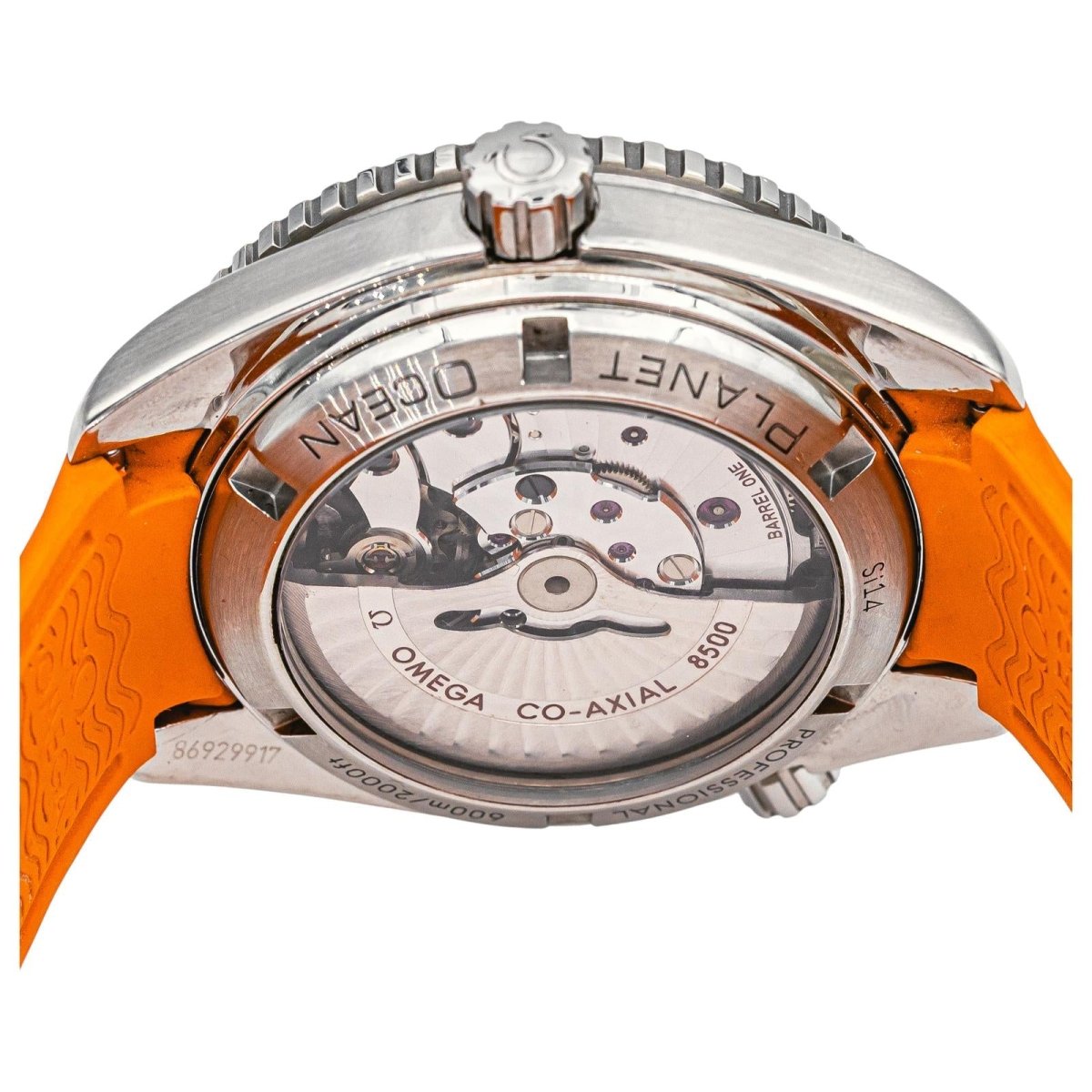 Montre OMÉGA "Seamaster Planet Ocean" en acier, caoutchouc et saphir - Castafiore
