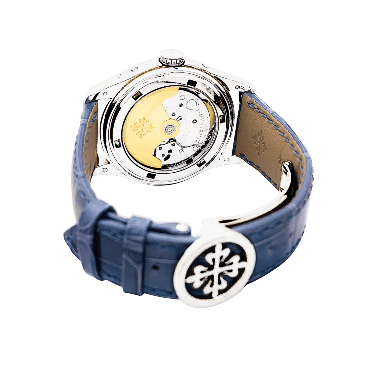 Montre PATEK PHILIPPE "Annual Calendar" en or blanc, cuir et diamants - Castafiore