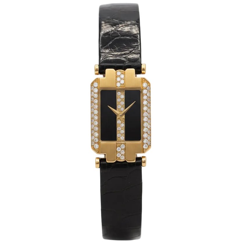 Montre PIAGET en or jaune, cuir et diamants - Castafiore
