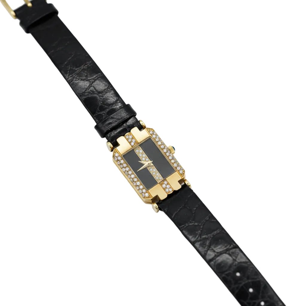 Montre PIAGET en or jaune, cuir et diamants - Castafiore
