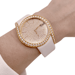Montre PIAGET "Gala LimeLight" en or jaune, cuir et diamants - Castafiore