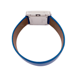 Montre POIRAY, "Ma Première" en acier et diamants sur cuir. - Castafiore