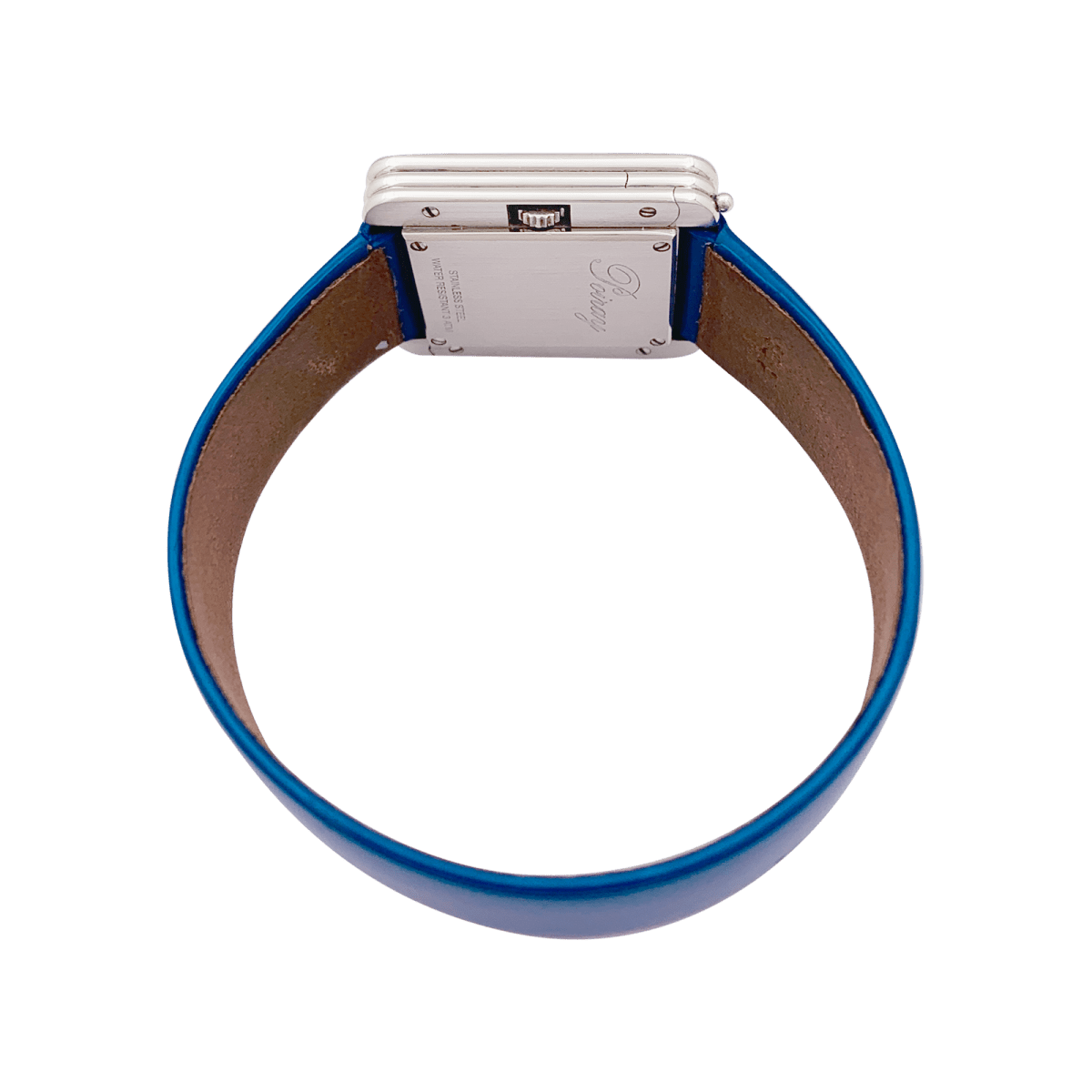 Montre POIRAY, "Ma Première" en acier et diamants sur cuir. - Castafiore