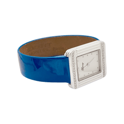 Montre POIRAY, "Ma Première" en acier et diamants sur cuir. - Castafiore