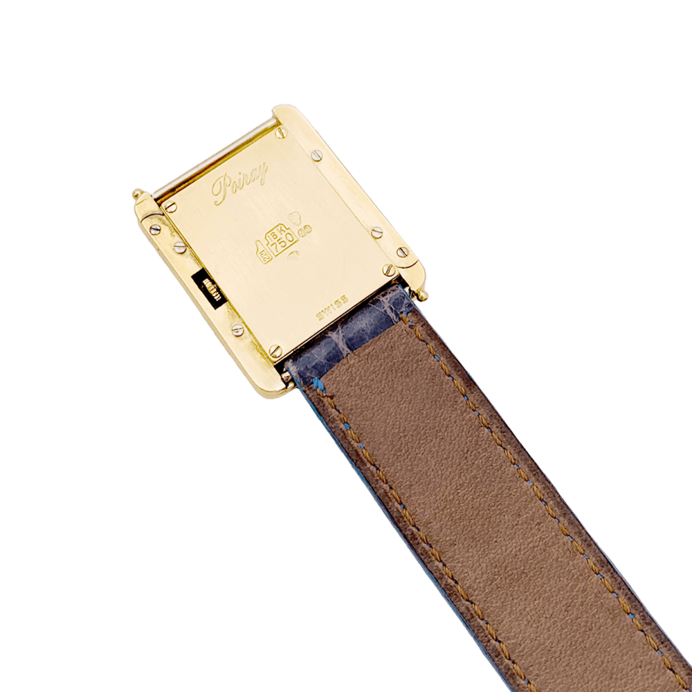 Montre POIRAY "Ma Première" en or jaune, nacre, cuir et saphirs - Castafiore