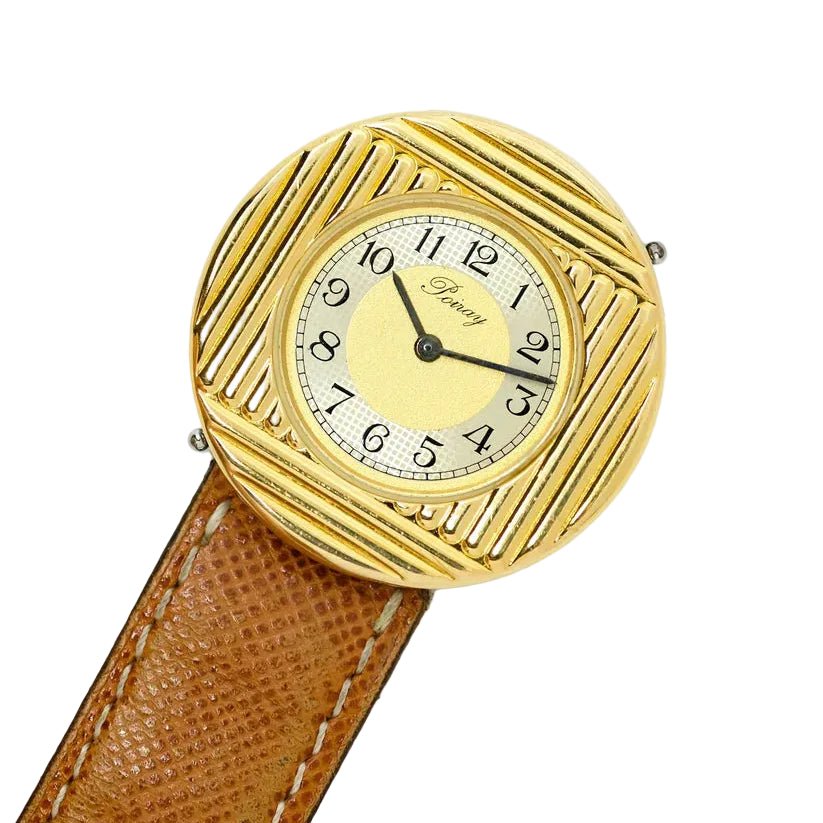 Montre POIRAY "Ma Première Ronde" en acier, plaqué or et cuir - Castafiore