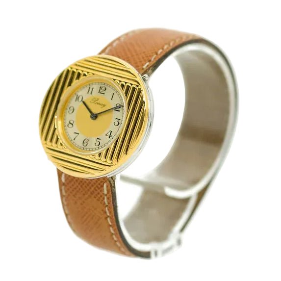 Montre POIRAY "Ma Première Ronde" en acier, plaqué or et cuir - Castafiore