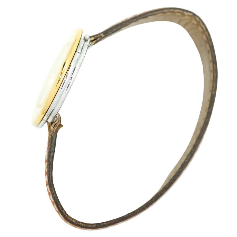 Montre POIRAY "Ma Première Ronde" en acier, plaqué or et cuir - Castafiore