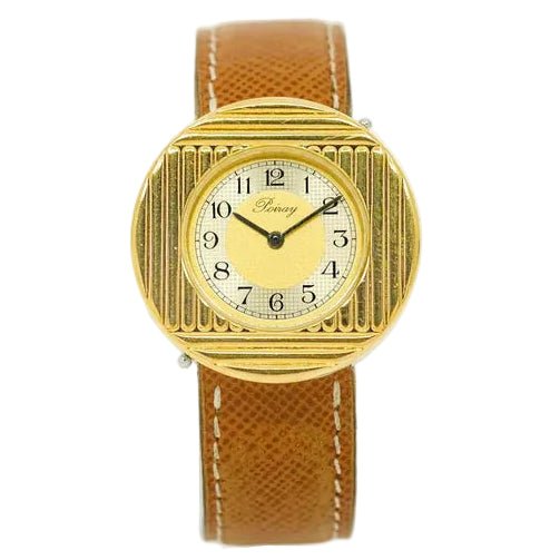 Montre POIRAY "Ma Première Ronde" en acier, plaqué or et cuir - Castafiore