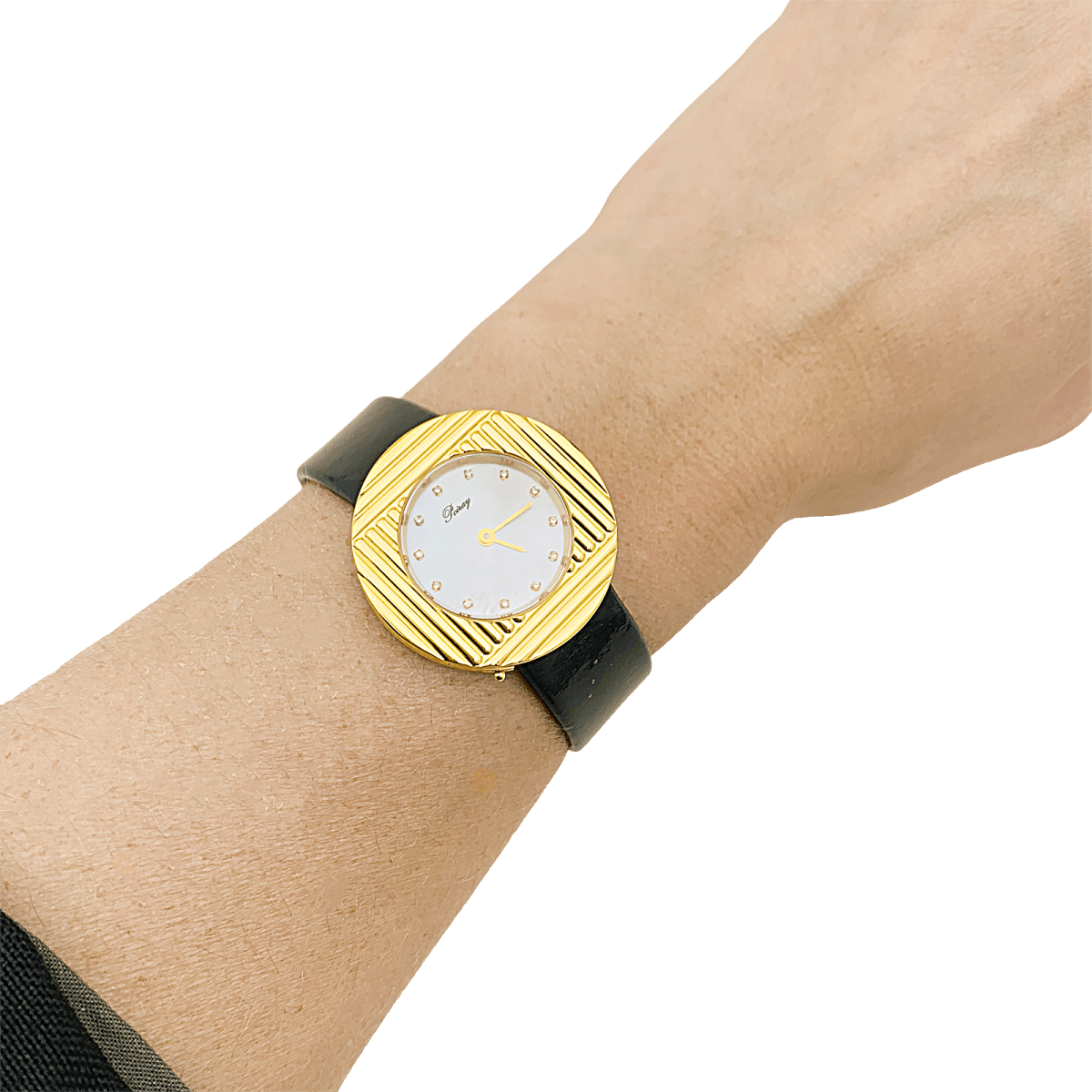 Montre Poiray "Ma Seconde" acier, or, cuir, nacre, diamants. - Castafiore