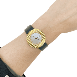 Montre Poiray "Ma Seconde" acier, or, cuir, nacre, diamants. - Castafiore