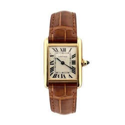 Montre Quartz CARTIER "Tank" en or jaune et cuir - Castafiore