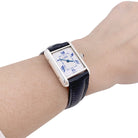 Montre Quartz CATIER "Tank Must" en acier, argent et cuir. - Castafiore