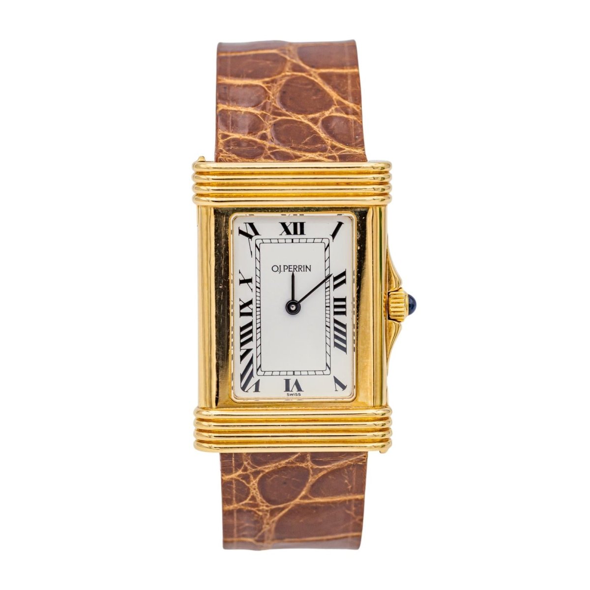 Montre Quartz O.J PERRIN en or jaune et saphir - Castafiore