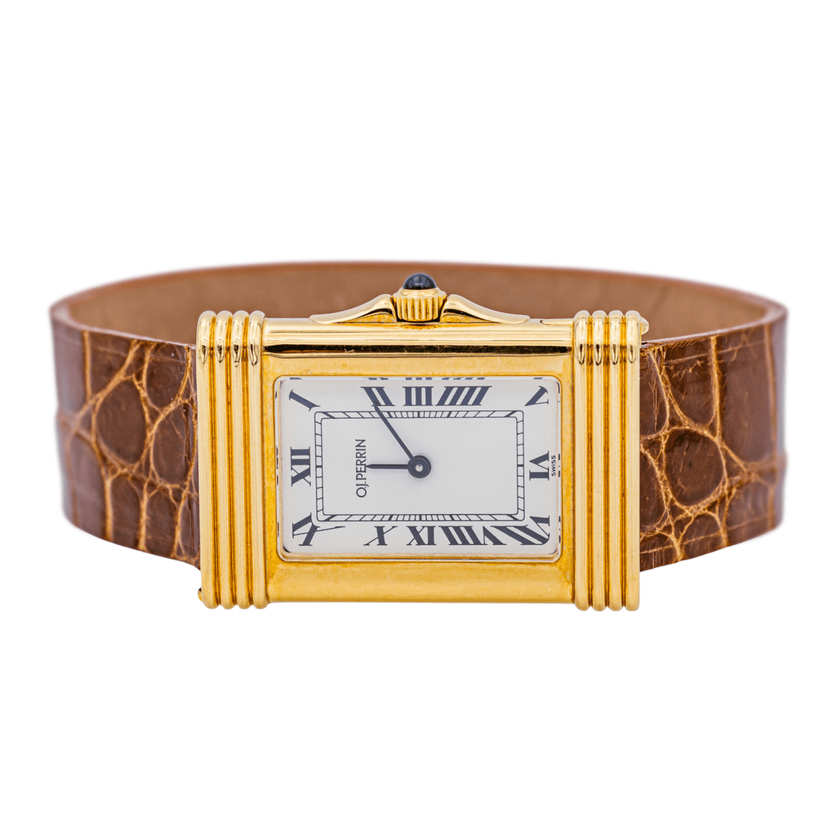 Montre Quartz O.J PERRIN en or jaune et saphir - Castafiore
