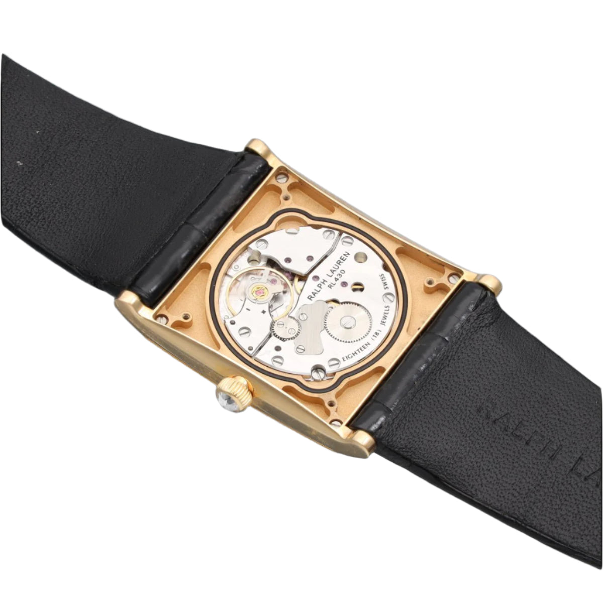 Montre RALPH LAUREN "Collection 867" en or rose, cuir et diamants - Castafiore