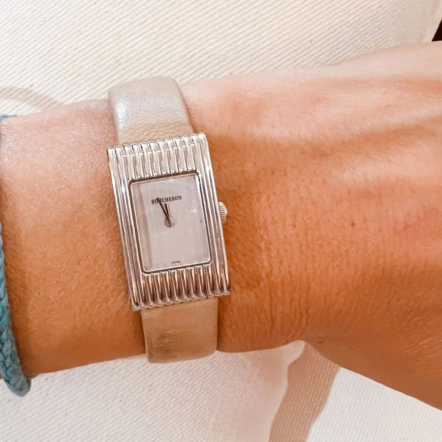 Montre rectangulaire en acier Boucheron collection Reflet - Castafiore