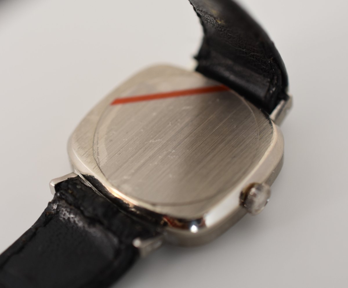 Montre ROLEX "Cellini Zephir" en or blanc, cuir et saphir - Castafiore