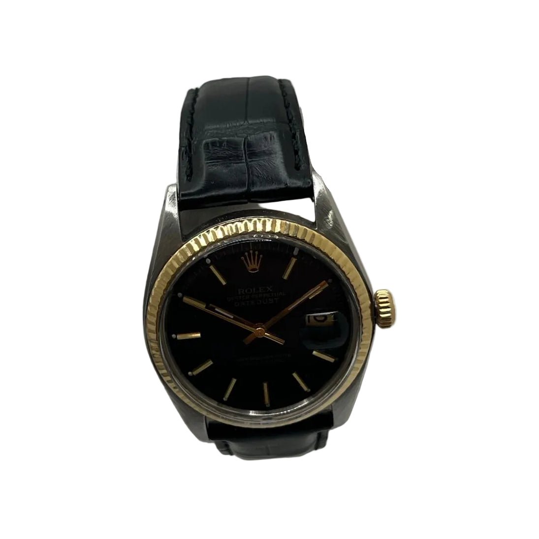 Montre ROLEX "DateJust 36" en acier, or jaune et cuir - Castafiore