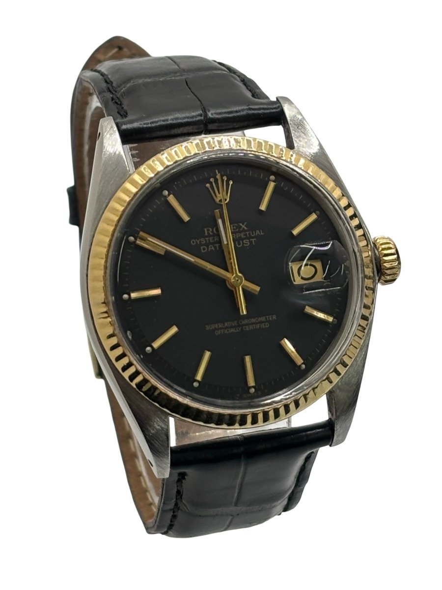 Montre ROLEX "DateJust 36" en acier, or jaune et cuir - Castafiore
